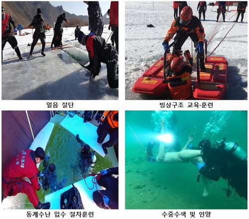 동계 내수면 수난사고 구조훈련[소방청 제공]